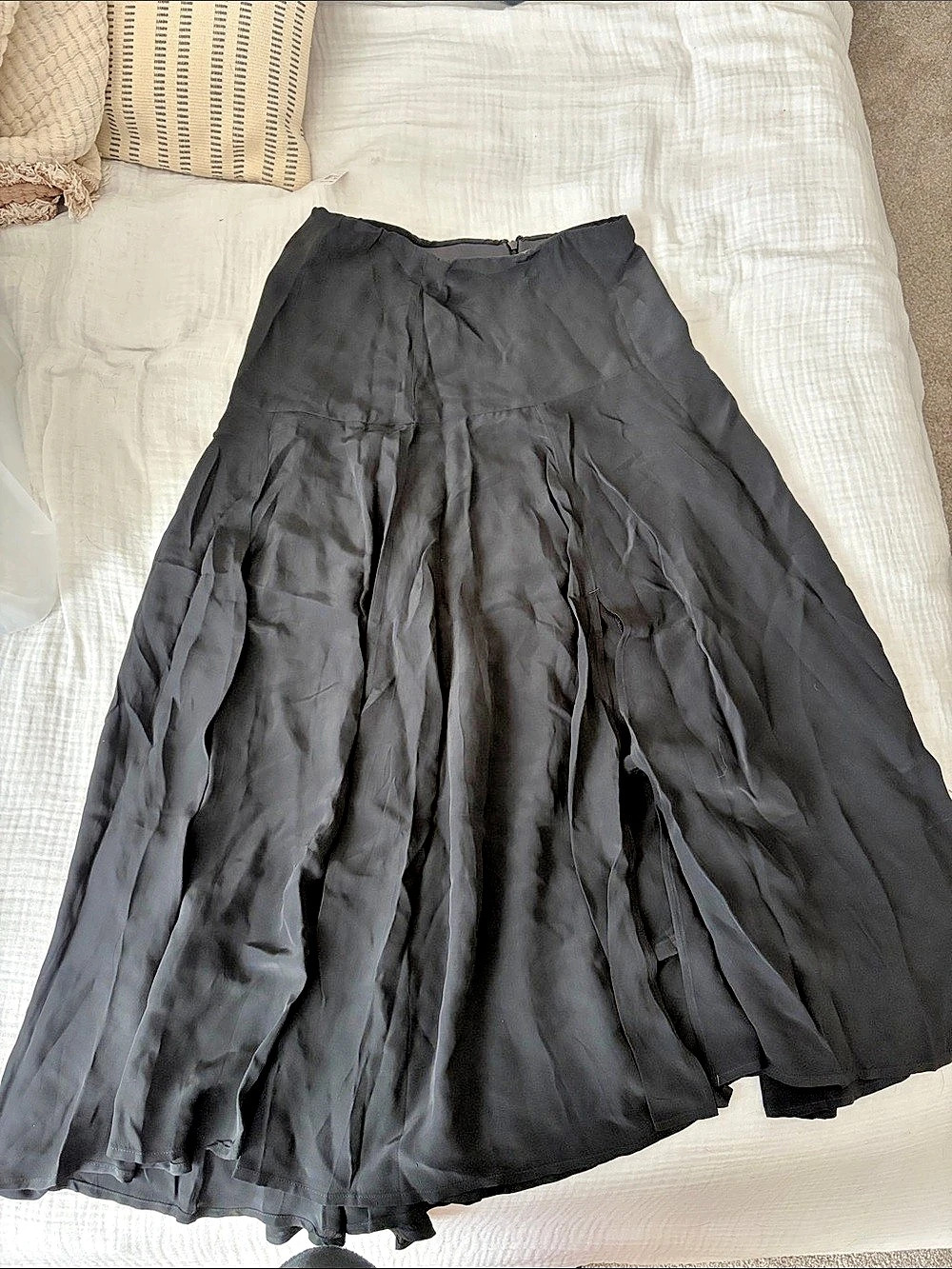 Madewell Circle Midi Skirt in Crêpe de Chine Black Maxi Skirt Size 2 NWT